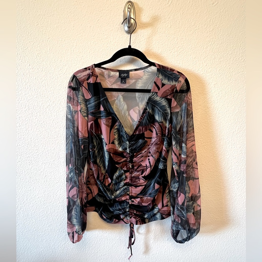 Daytrip Floral Mesh Long Sleeve Shirt